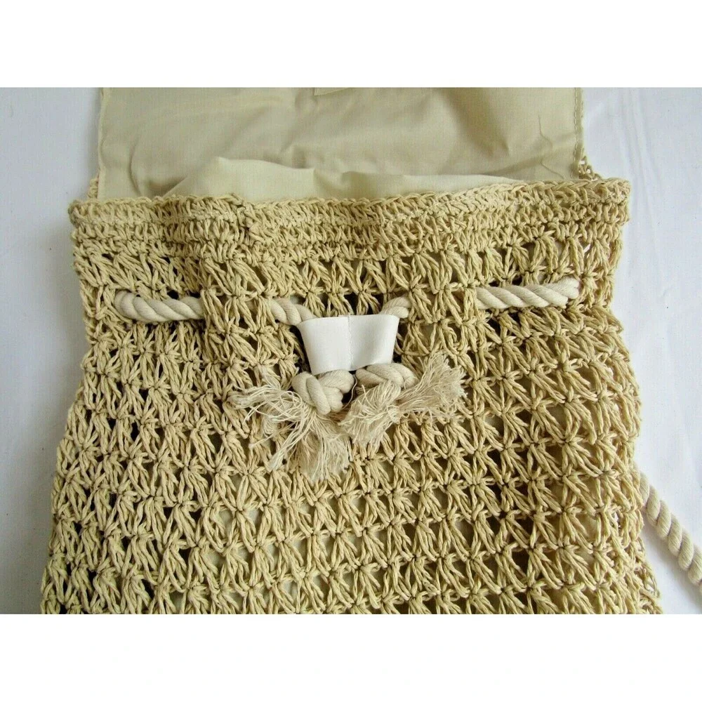 Disney Mickey Mouse Backpack Raffia Straw Drawstring Junk Food 90th Anniversary